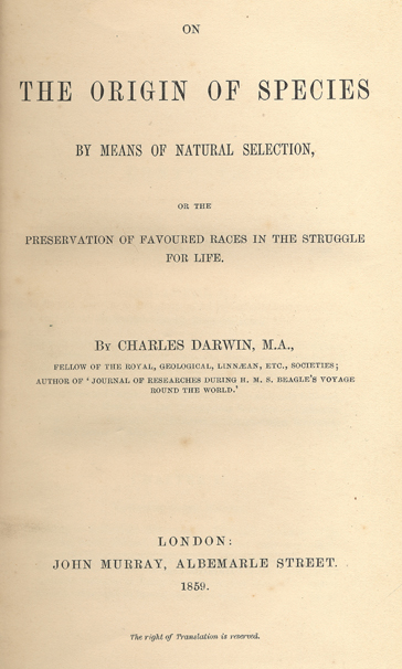 Figure 1. Facsimile of the title page of On the Origin of Species.