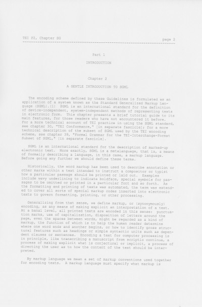 Figure 1. A page of version P2 of the TEI Guidelines.